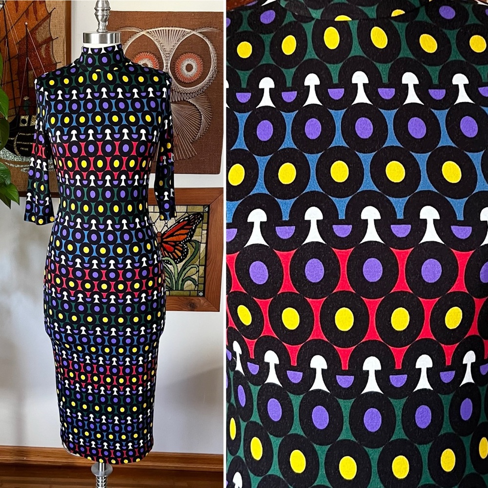 Alice and Olivia Rainbow Dot Midi Dress, Size 2